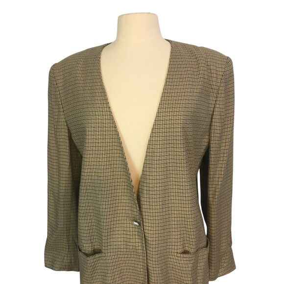 Breckenridge Vintage 80s Womens Tan Rayon Oversized Blazer sz 12, 42 bust Jacket - Picture 2 of 10